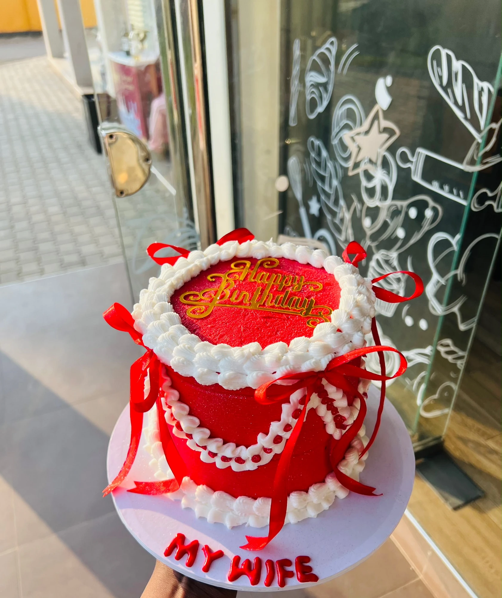 MKD Bakery red birthday cake