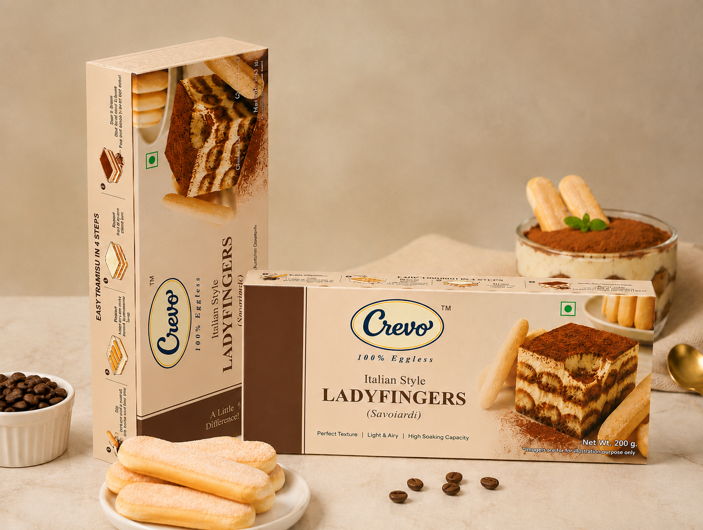 CREVO Ladyfingers with tiramisu and coffee