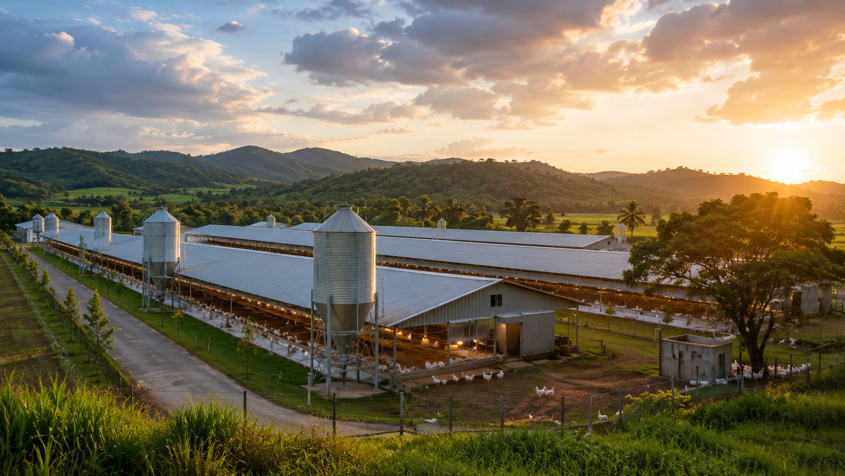 Bello Agri farm at sunset