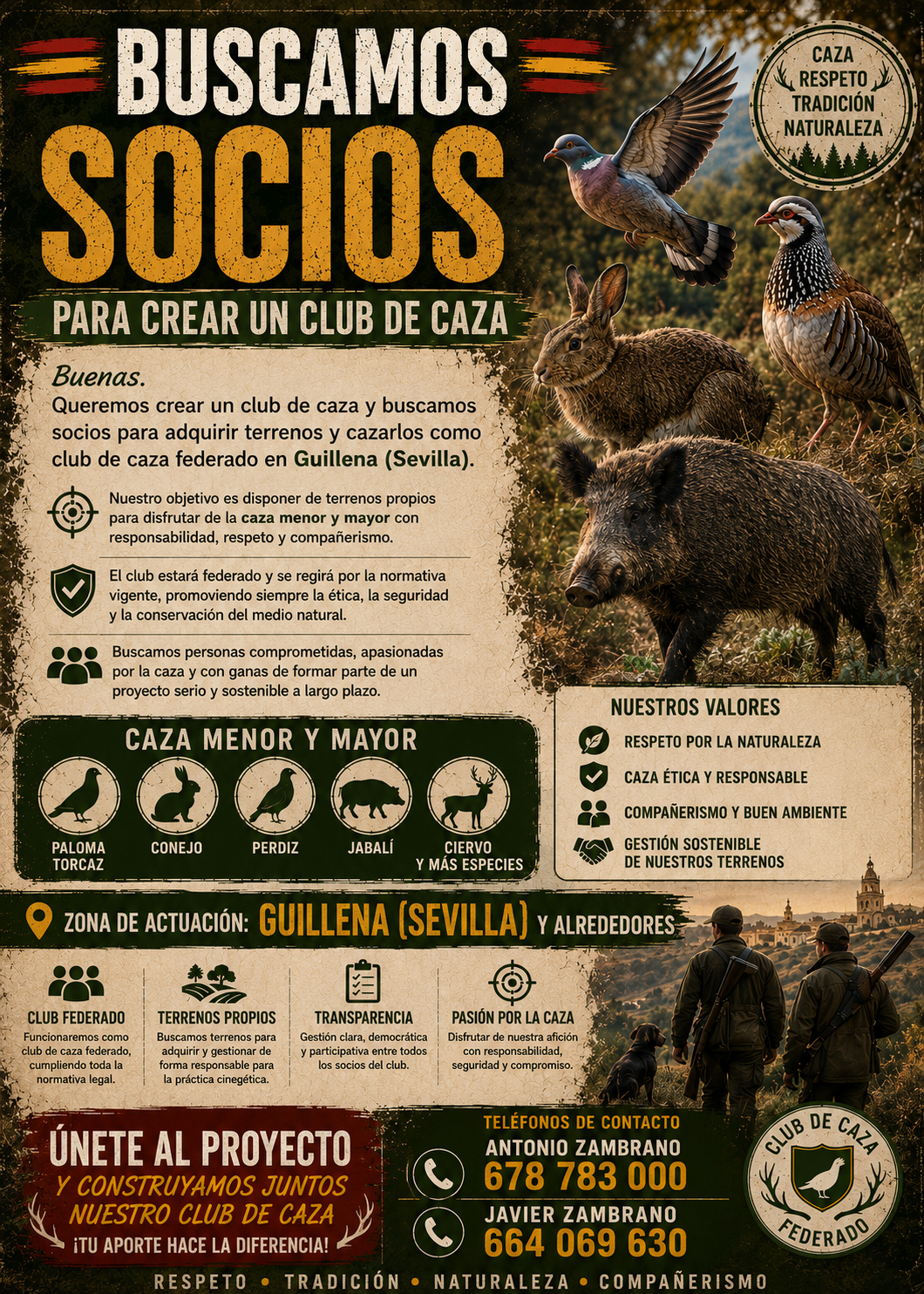 Buscamos socios — Club de caza federado Guillena