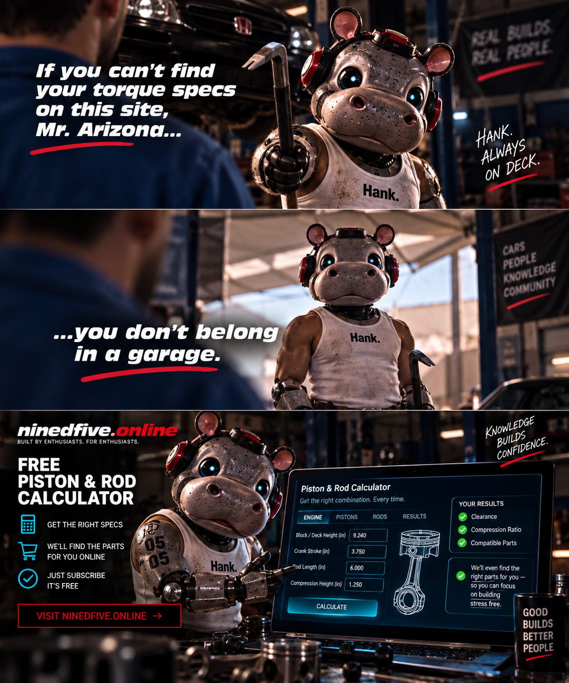 Hank promo comic — if you can't find your torque specs on this site, Mr. Arizona, you don't belong in a garage