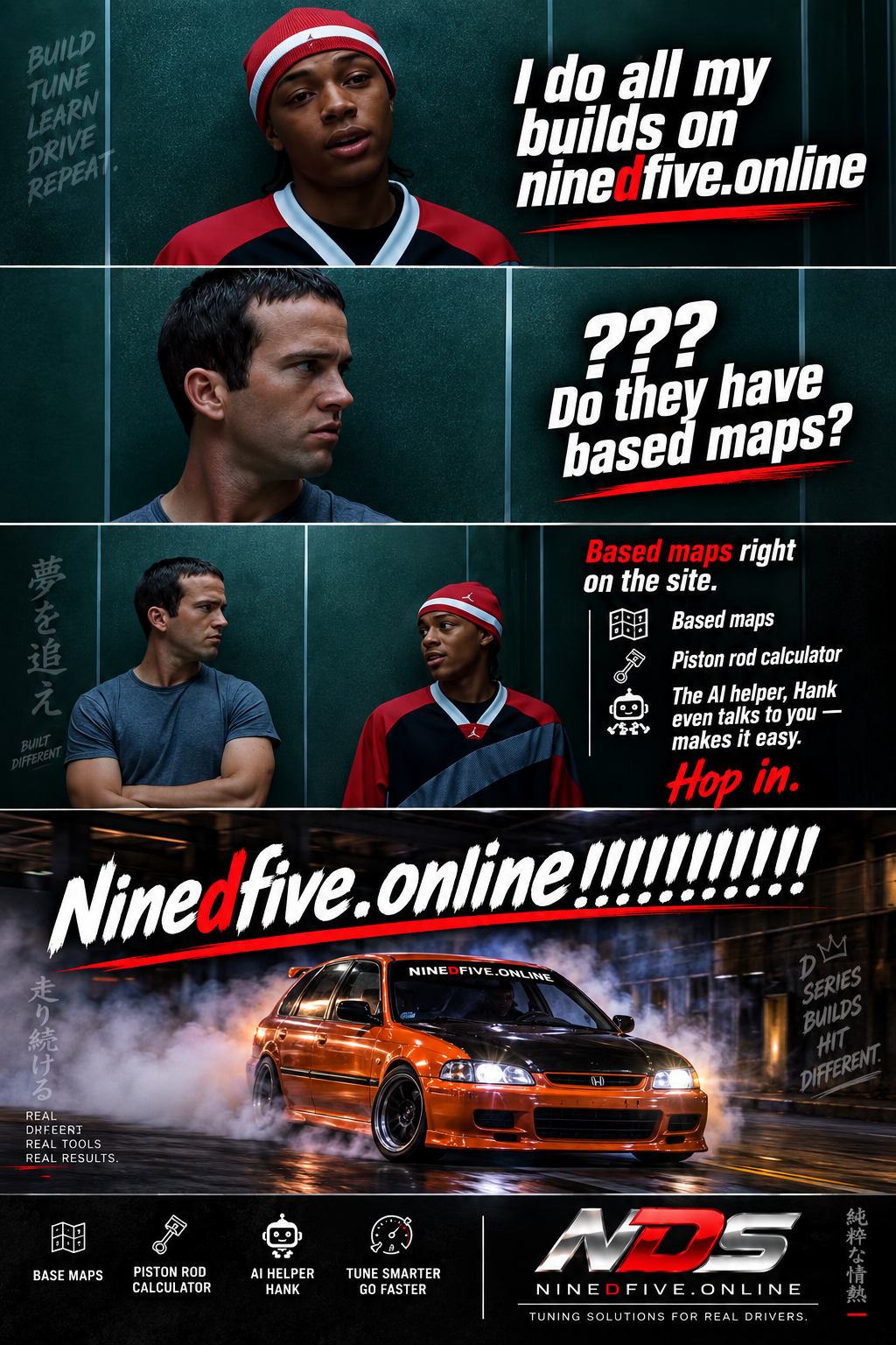 Promo comic — I do all my builds on ninedfive.online; do they have based maps? Hop in.