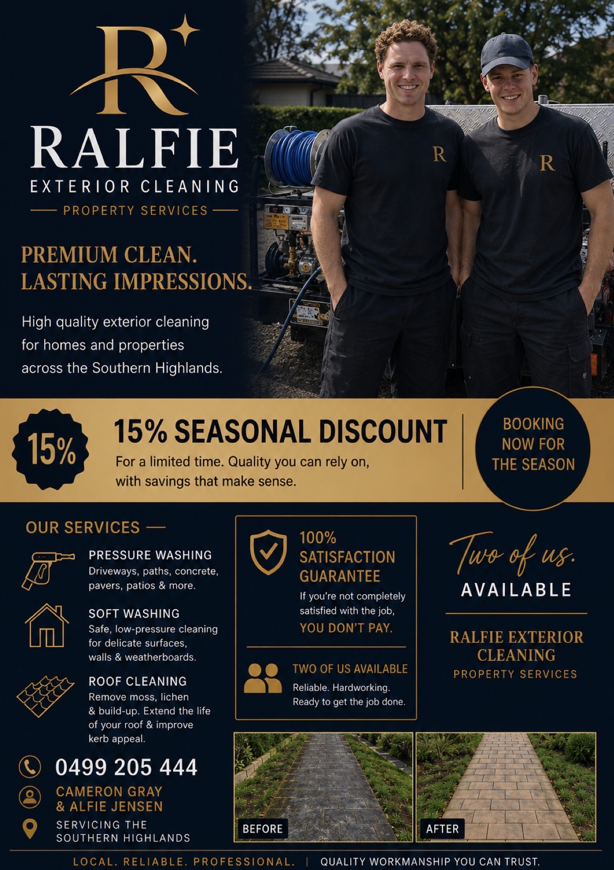 Cameron Gray and Alfie Jensen of Ralfie Exterior Cleaning