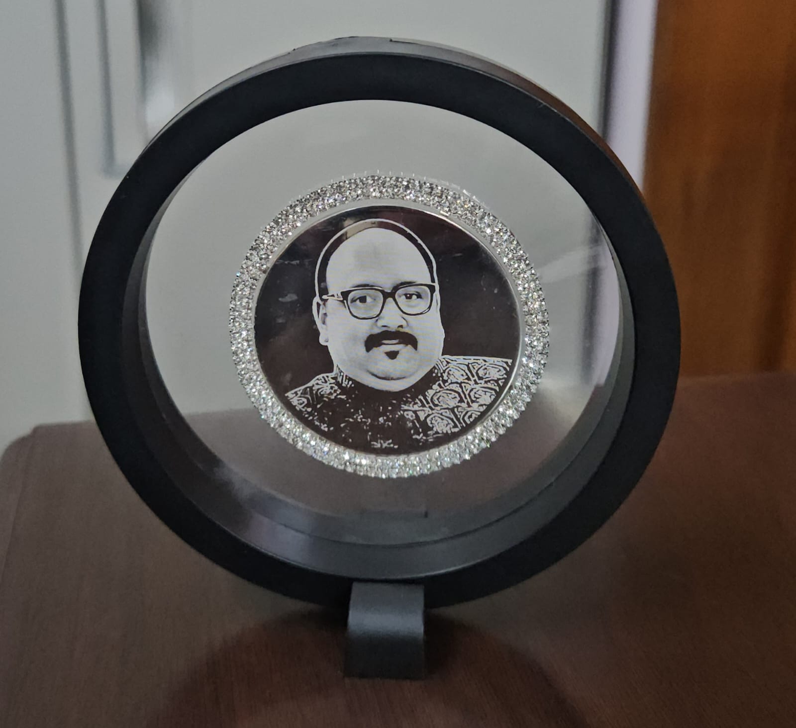 Photo Engraved Silver Coin on 3D Floating Frame — Various Sizes