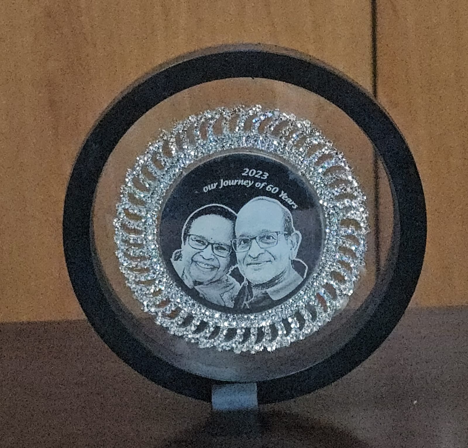 Photo Engraved Silver Coin on 3D Floating Frame — Various Sizes