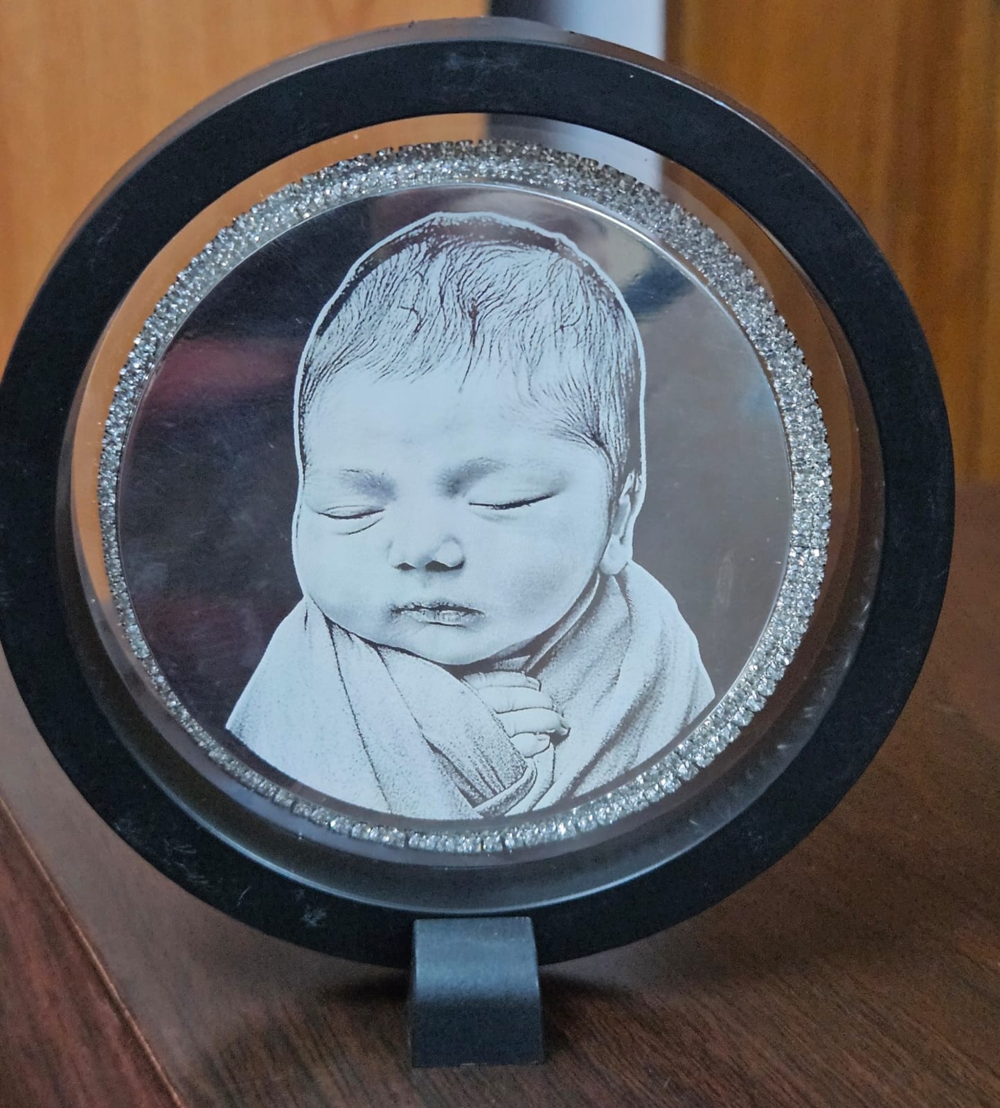 Photo Engraved Silver Coin on 3D Floating Frame — Various Sizes