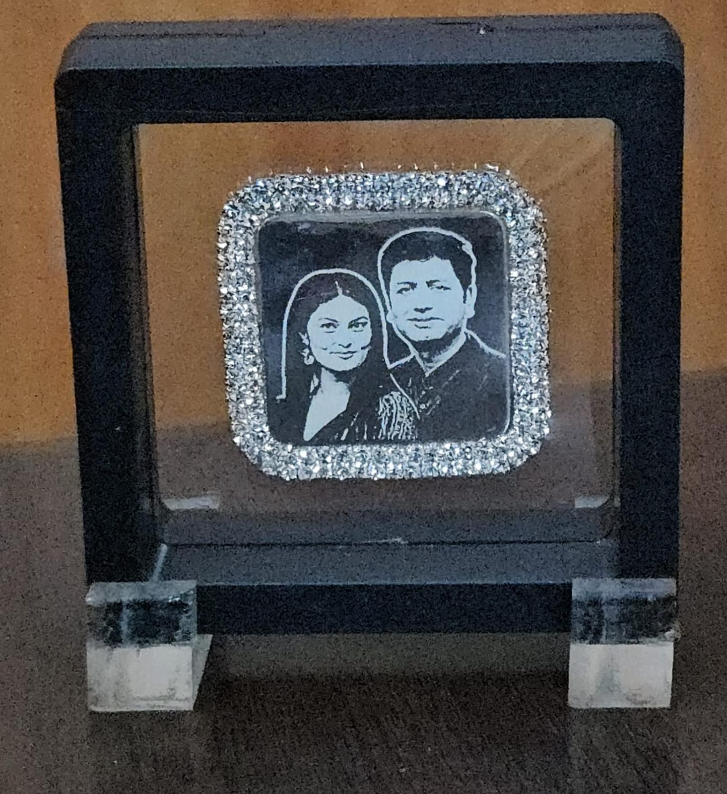 Photo Engraved Silver Coin on 3D Floating Frame — Various Sizes