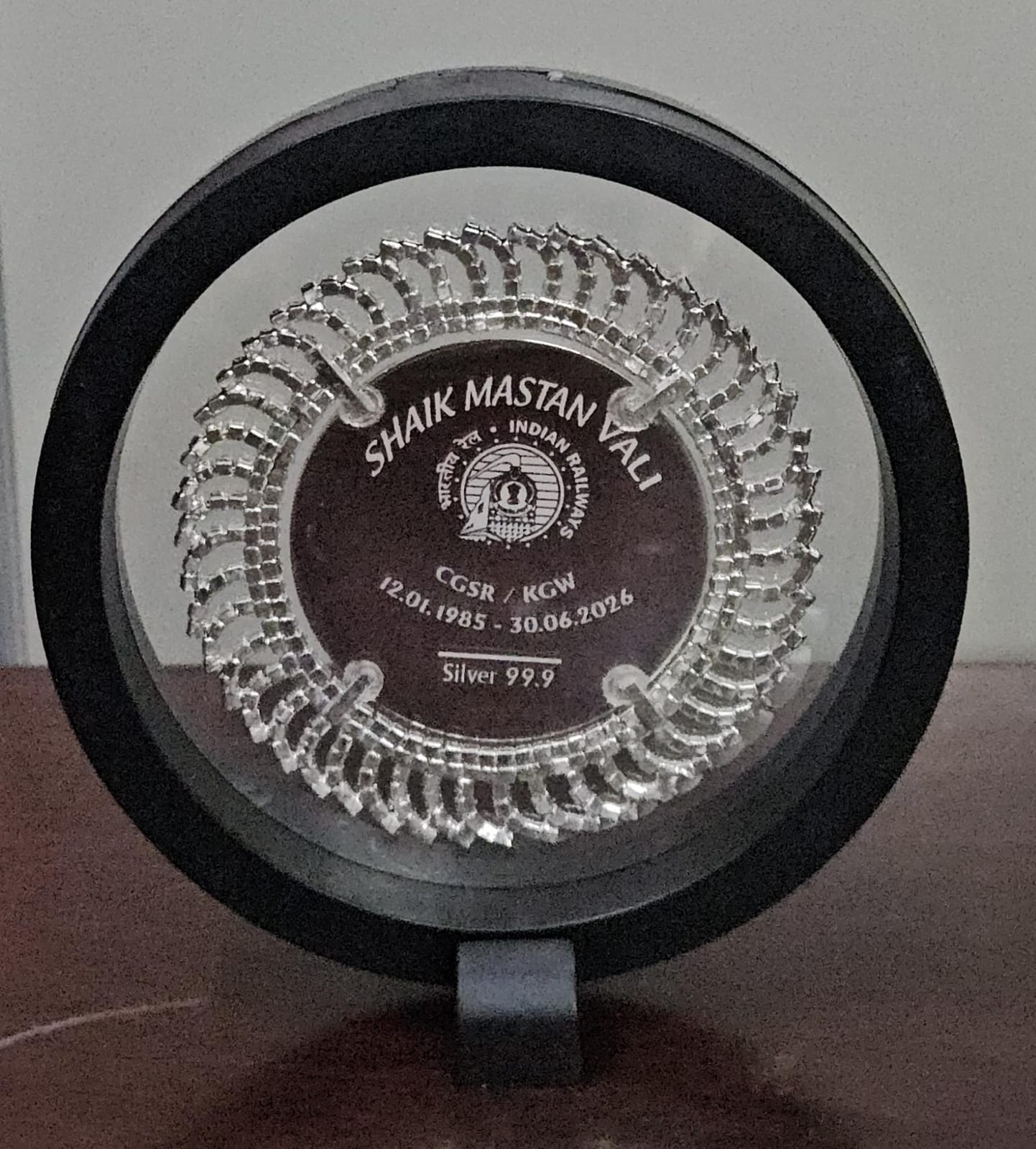 Photo Engraved Silver Coin on 3D Floating Frame — Various Sizes