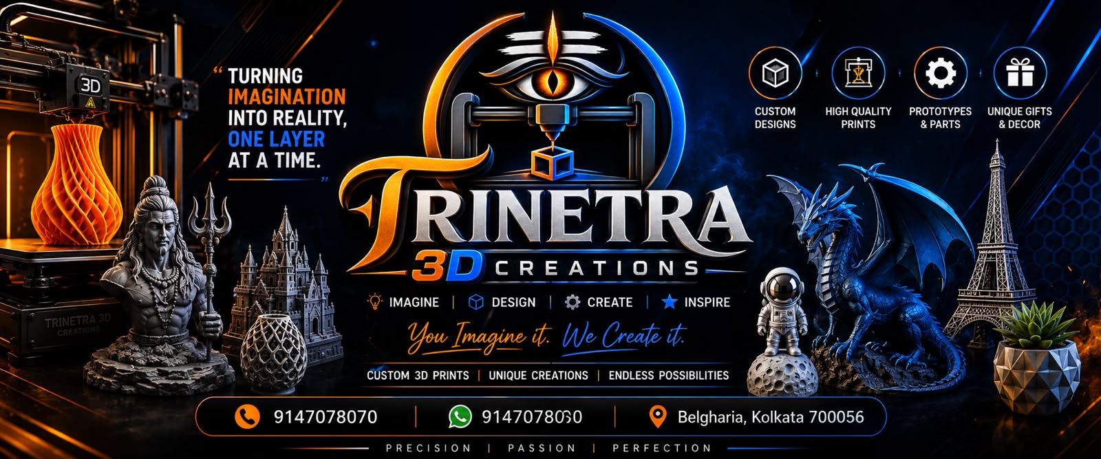 Trinetra 3D Creations — Turning imagination into reality, one layer at a time