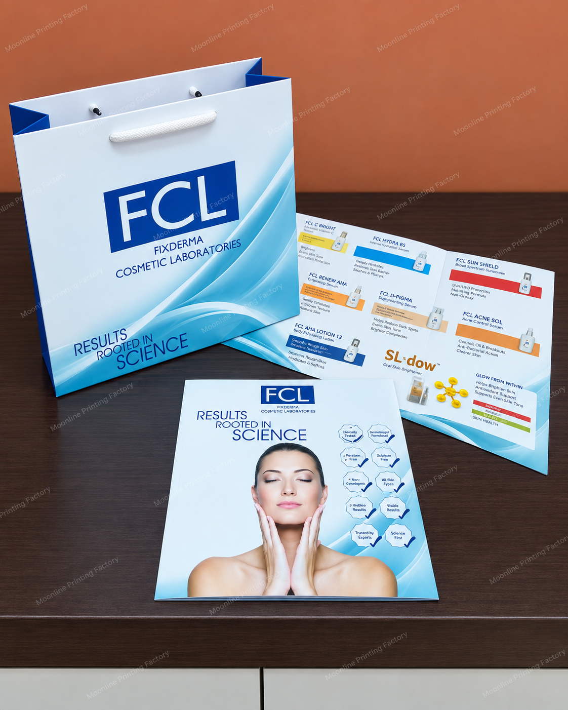 بروشورات وأكياس مستحضرات التجميل