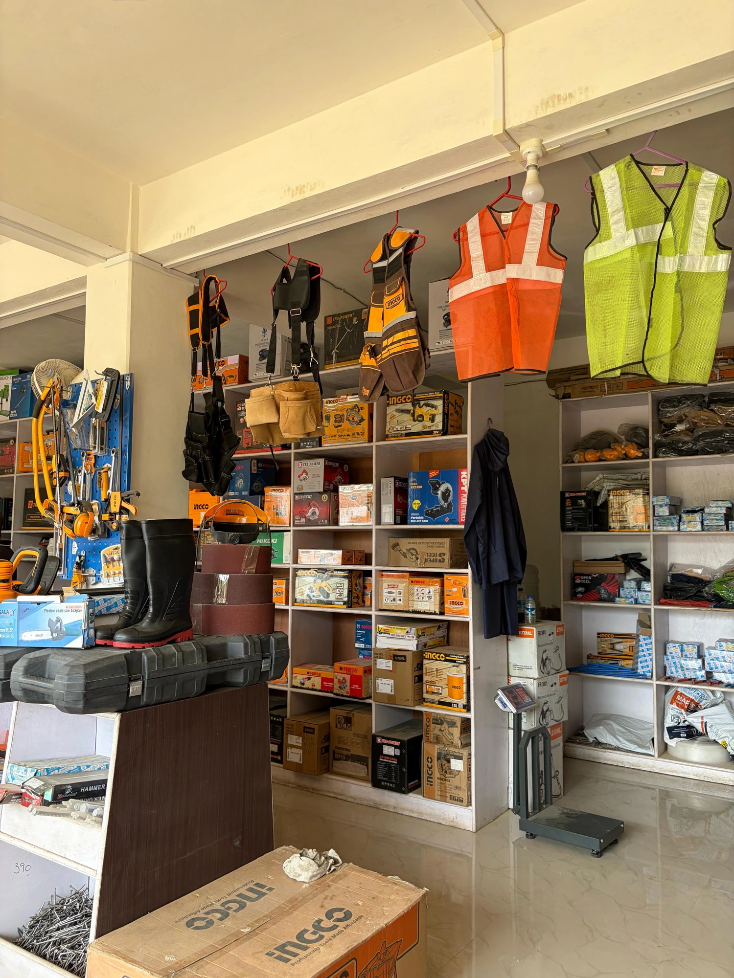 Interior view - safety gear and hand tools