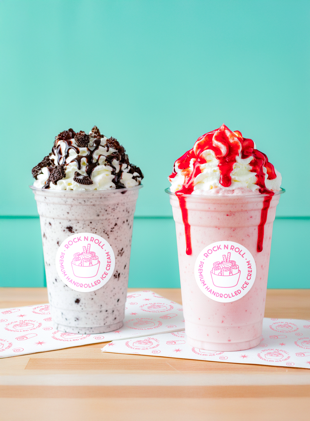 Cookies & cream and strawberry premium shakes
