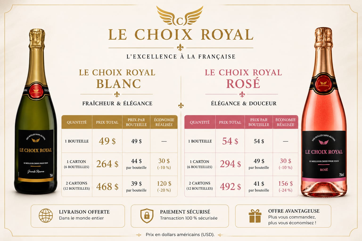 Le Choix Royal Rosé — Pack 12 bouteilles / 2 cartons (-24%)