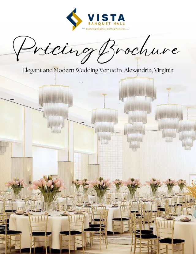 Vista Banquet Hall wedding brochure cover
